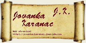Jovanka Karanac vizit kartica